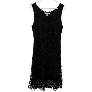 Vintage Soulmates Dress Womens large black 100% Silk Handcrafted Beaded Sheath‎